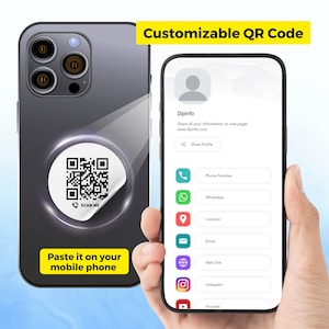 Personalisierbarer QR-Code | Füge deine Informationen hinzu und ändere sie jederzeit | Telefon QR Code Sticker