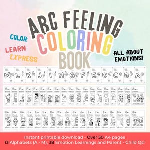 Libro para colorear de emociones alfabéticas: más de 50 páginas imprimibles para niños: fomenta las habilidades sociales y crea vínculos con tu pequeño (de 2 a 12 años), descarga PDF