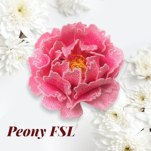Vrijstaande kant pioenbloem Digitaal borduurbestand Peony FSL patroon Peony haarspeld broche