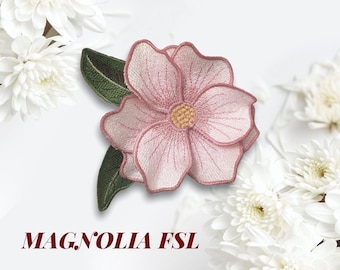 Magnolia flower FSL machine embroidery design Digital embroidery pattern Free standing lace flower file 3D embroidery Magnolia 3D