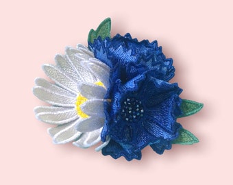 Free Standling Lace Wildflowers Daisy Cornflower Flower FSL Patrón de bordado motivo floral 3D patrón de bordado digital floral