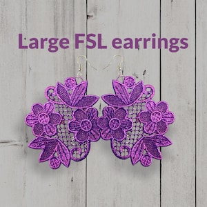Lage Free Standing Lace Earrings machine embroidery design FSL pattern digital embroidery design  jewerly embroidery motif