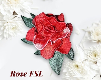 Rosbrosch FSL maskinbroderimönster Frittstående spetsbroderimönster 3D-blombroderimotiv Blombroderi FSL