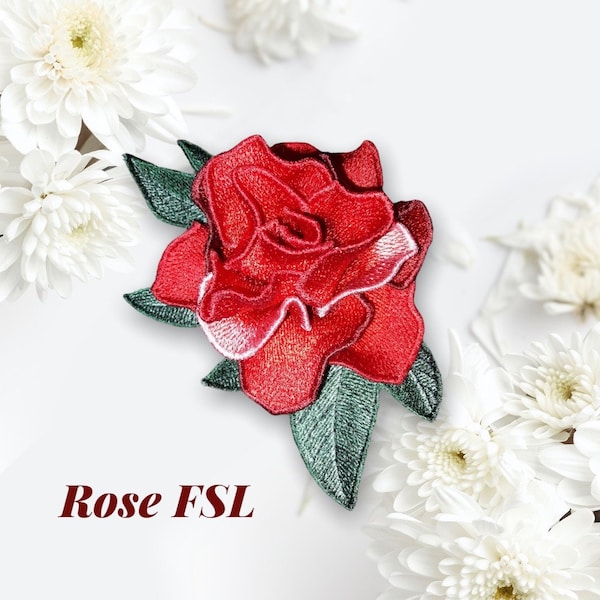 Rose brooch FSL machine embroidery designs Free standing lace embroidery pattern 3D flower embroidery motif Flower FSL embroidery brooch FSL
