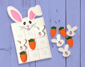 Rabbit Tic Tac Toe Game Machine Embroidery Designs in the hoop project digital embroidery pattern Machine embroidery pattern for children