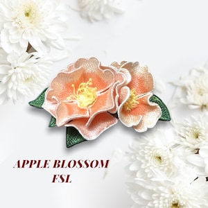 Appelbloesem broche machine borduurontwerpen Vrijstaand kantborduurpatroon 3D bloemborduurmotief FlowerFSL borduurbroche