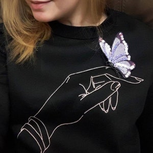 Butterfly on hand machine embroidery design