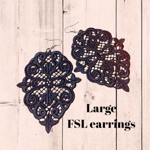 Lage Free Standing Lace Earrings machine embroidery design FSL pattern digital embroidery design  jewerly embroidery motif