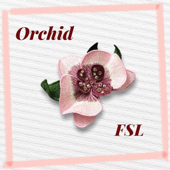 Orchid Brooch FSL Machine Embroidery Designs Free Standing
