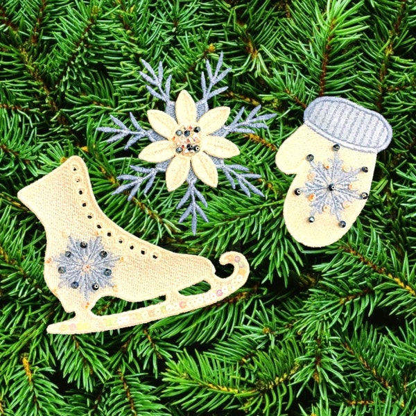 Ensemble vintage d'hiver en dentelle sur pied gratuit, décoration de Noël, motif de broderie de Noël, motif de broderie machine numérique, motif de broderie numérique