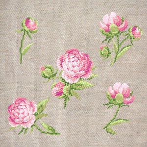 Peony cross-stitch set patterns machine embroidery designs digital embroidery pattern clothing décor embroidery motif flower embroidery