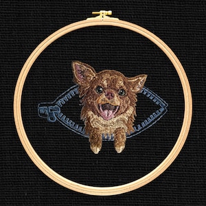 Chihuahua in a  zipper pocket  Miniature realistic machine embroidery design Pet design Dog realistic pattern Chihuahua embroidery pattern