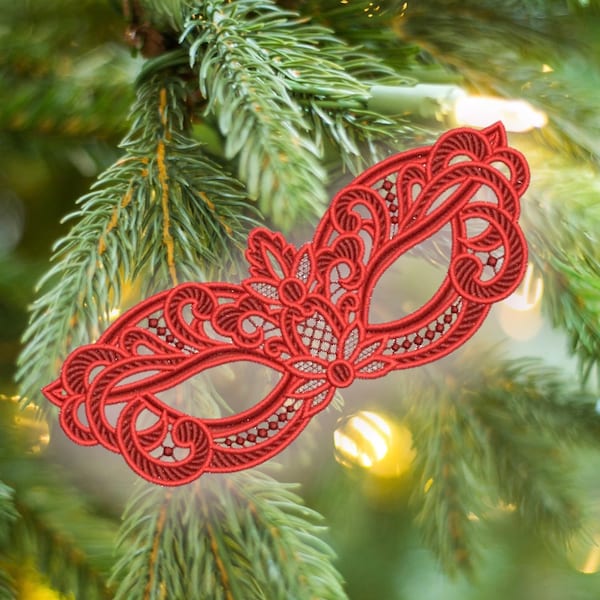 Free Standling Lace Masquerade mask FSL Christmas machine embroidery design digital embroidery pattern