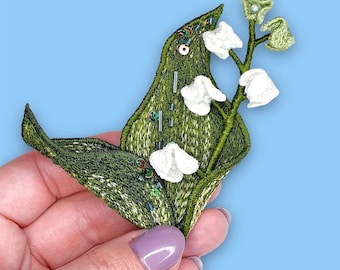 Lirio de los valles FSL diseño de bordado de máquina flor 3D para hacer pendientes, broches u otra decoración