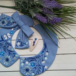 Collar, bow and hairpins in the hoop machine embroidery designs ITH digital embroidery pattern floral embroidery motif