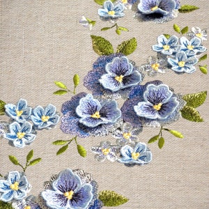 Pansies and Forget-me-nots 3D flowers set machine embroidery designs digital embroidery pattern home and clothing décor embroidery motif 3D