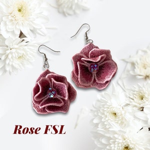 Roses FSL pour créer des motifs de broderie machine de bijoux Motif de broderie en dentelle sur pied Motif de broderie de fleurs 3D Fleur FSL
