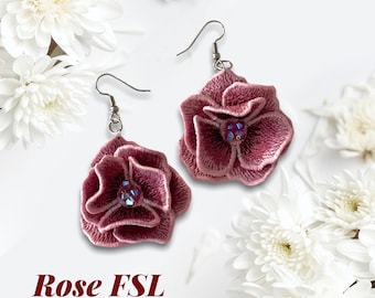Rosas FSL para crear diseños de bordado de máquinas de joyería Patrón de bordado de encaje independiente Motivo de bordado de flores 3D Flor FSL