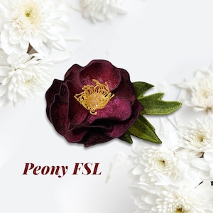 Free Standing Lace Peony flower brooch hairpin Digital Machine Embroidery Design Digital embroidery pattern Free standing lace flower file