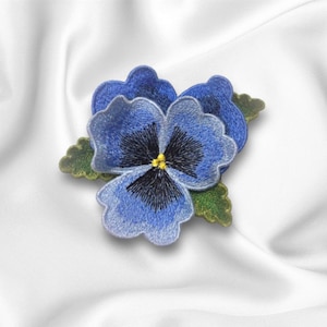 Pansies FSL machine embroidery designs Free standing lace embroidery pattern 3D embroidery motif Flower FSL embroidery brooch FSL hairpin