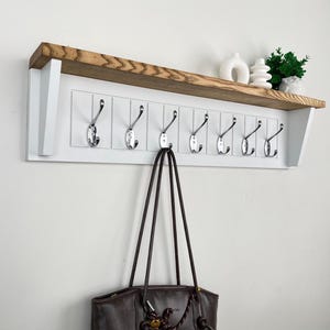 Wall Mounted Coat Rack with Shelf, Rustic Entryway Organizer, Entryway or Mudroom Storage