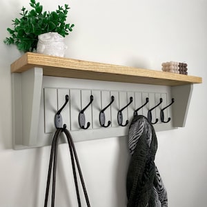 Coat rack with storage, Wood entryway coat hooks, Coat hook for hallway, utility room or bathroom