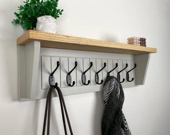 Coat rack with storage, Wood entryway coat hooks, Coat hook for hallway, utility room or bathroom