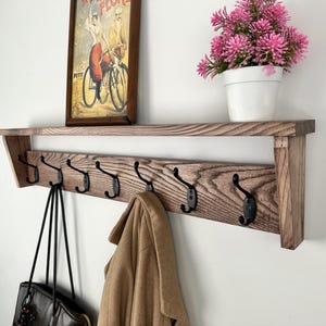 Wooden Wall Shelf & Coat Rack, Handmade Organizer for Entryway or Hallway, Shelf and Hook Rack