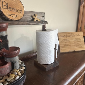 Rustic Wooden Paper Towel Holder | Handmade Farmhouse Kitchen Decor