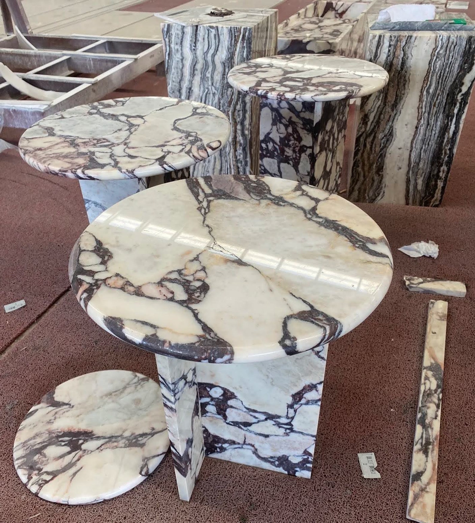 Viola Real Marble Coffee Table 24dimater, Calacatta Marble Center Table