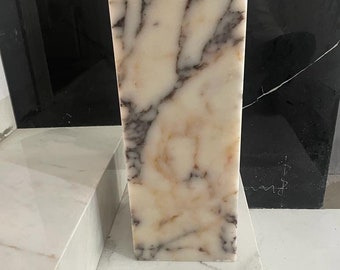 Real Marble Side Table For Living Room, Marble Plinth Cubic Side table Calacatta Viola marble - Stone Cube Table - Viola Side Table -