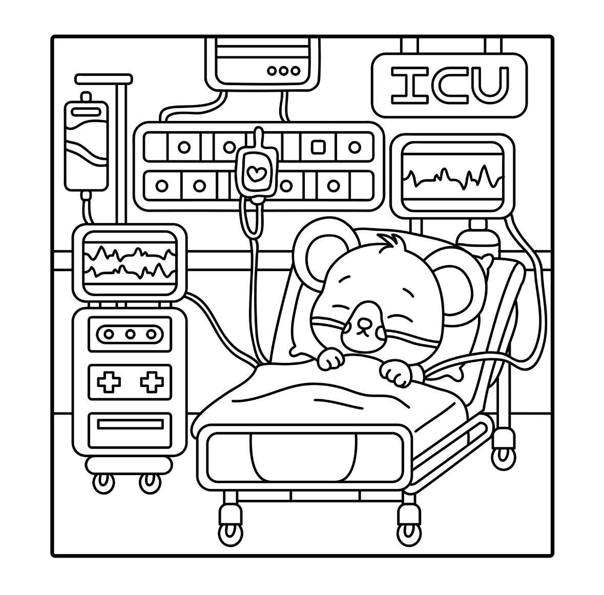 Healthcare In Color Intensive Care Unit Coloring Page Etsy