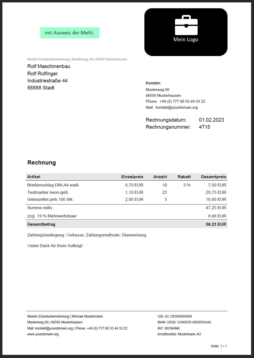 Rechnungssoftware Rechnungsheld zum Erstellen von Rechnungen Etsy Schweiz