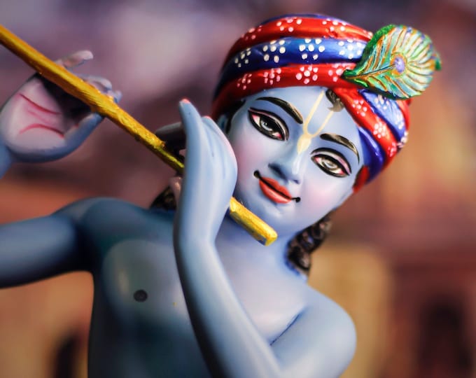 Featured listing image: lord Krishna 12inch /ISKCON Deity For Home Decor and temple/Gopal with Flute /Handmade Marble Dust Hare Krishna Gift/ Bhakti items