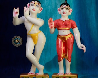 Radha Krishna Marble Deity 12 inch/Iskcon Deity For Home temple mandir Altar/Lord Krishna Statue/Hindu Spiritual Art/Hare Krishna Gifts