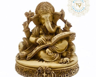 Hindu Ganesha Idol 4” – Resin Elephant God Statue for Home Decor, Puja, Meditation, Diwali Gift, Housewarming Blessings