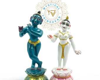 Radha Krishna 9 Inch brass Ashtadhatu Deity For Home Altars & temples/hindu god idol/Hare krishna iskcon vigrah for worship and poojaghar