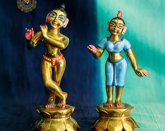 Radha Krishna 10 Inch Super high quality Brass Deity For Home Altars & temples/Pure Brass Ashtadhatu idol/Hare krishna iskcon vigrah