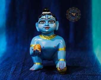 Unique Baby Krishna Statue Size 5 inch/Laddu Gopal Murti/Makhan chor/Krishna Lala idol For Home Temples/top selling Hare Krishna gift