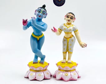 Radha Krishna 9 Inch Super high quality marble dust Deity For Home Altars & temples/ Indian god spiritual idol/Hare krishna iskcon vigrah