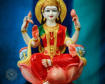 Lakshmi Statue 60cm | Goddess of health| wealth |prosperity | Hindu Goddess|Marble Laxmi |Goddess of Good Fortune | Iskcon Hare Krishna Gift