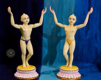 Gaur Nitai orignal statue 10" /Iskcon Deity For Home Altar / Chaitanya / krishna figurine / gaura nitai unique sculpture