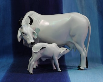 COW 10 inch / figurine sitting / Harekrishna gift / Surabhi for altar /iskcon / Indian statue/ Handmade deity/bestselling decoration /holy