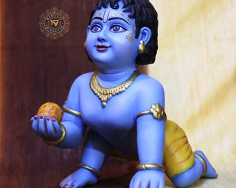Unique Baby Krishna Statue Size 12inch/Laddu Gopal Murti/Makhan chor/Krishna Lala idol For Home Temples/top selling Hare Krishna gift
