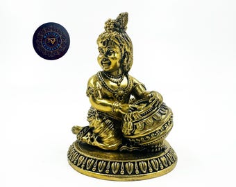 Unique Baby Krishna brass Statue Size 5 inch/Laddu Gopal Murti/astha dhatu/Krishna Lala idol For Home Temples/top selling Hare Krishna gift