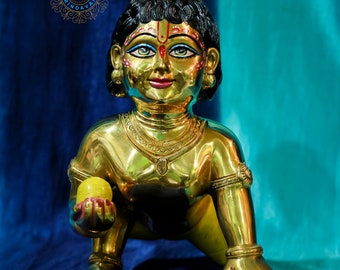 Unique Baby Krishna brass Statue Size 12inch/Laddu Gopal Murti/astha dhatu/Krishna Lala idol For Home Temples/top selling Hare Krishna gift