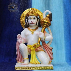 Lord Hanuman marble statue for home and temple altars/harekrishna gifts/hindu god/iskcon deity/Religious decor/holy item/indian art