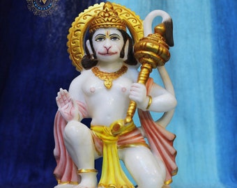 Lord Hanuman marble statue for home and temple altars/harekrishna gifts/hindu god/iskcon deity/Religious decor/holy item/indian art