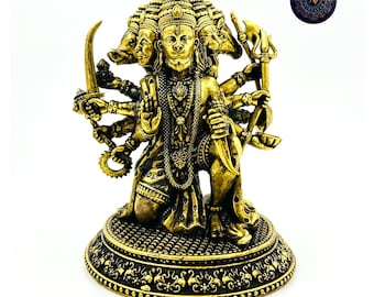 Panchmukhi Hanuman Brass statue 7 inches/for home and Temple/harekrishna gifts/hindu god/iskcon deity/Religious decor/holy item/indian art