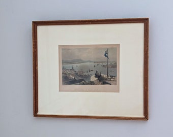 W. H. Bartlett antique print in wood frame | View from the Citadel of Quebec | art